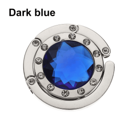 1pc; Portable Metal Foldable Bag Purse Hook Handbag Hanger Diamond Folding Table Hook Table Hanger Desk Hooks (Color: Dark blue)